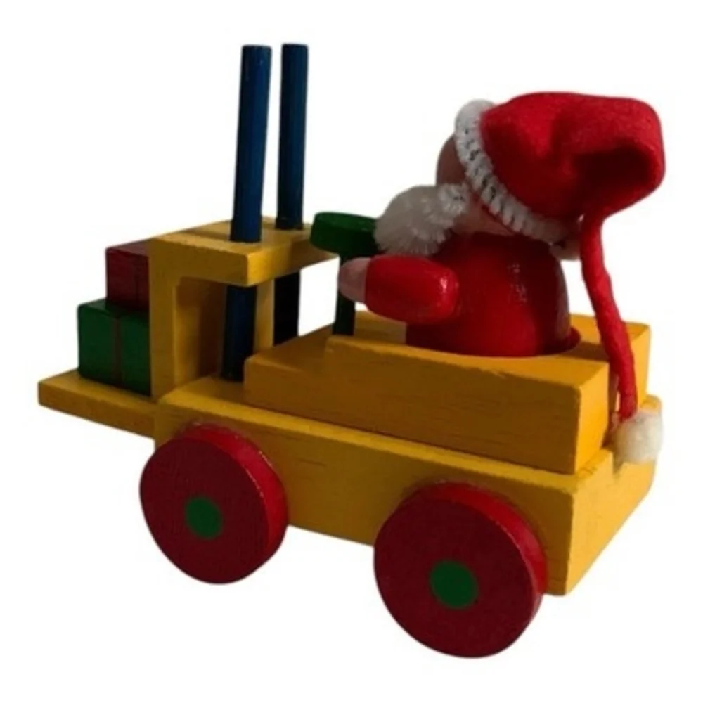 Vintage Wood Mini Santa Train Christmas Decoration Multicolor 3.25x2.75